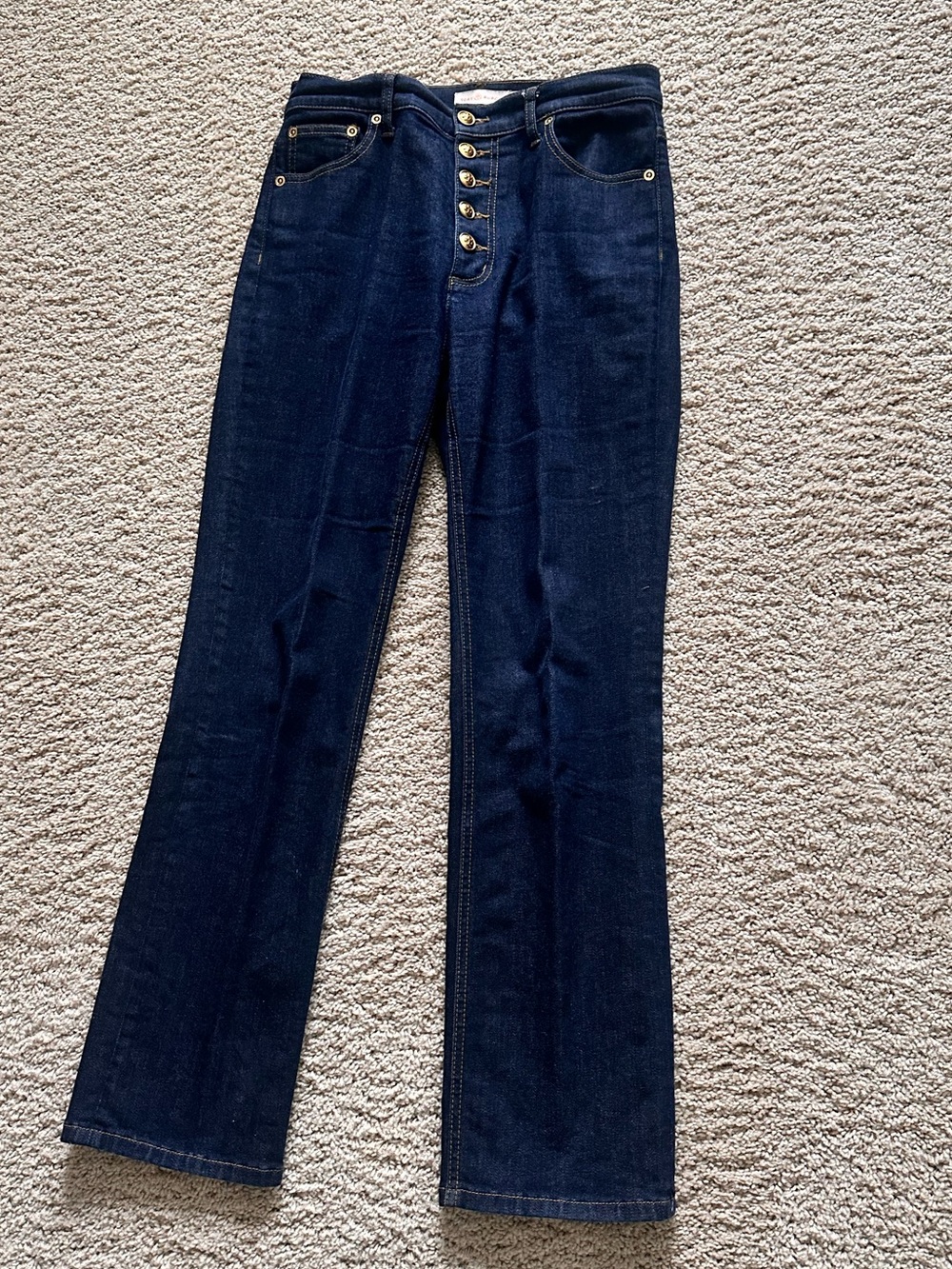 Tory Burch Dark Wash Button-Fly Women's Jeans /Straight Leg